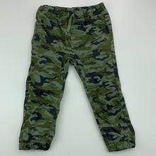 Load image into Gallery viewer, Boys Dymples, khaki camo print cotton pants, elasticated, EUC, size 1,  