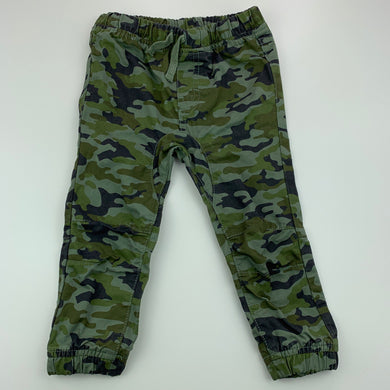 Boys Dymples, khaki camo print cotton pants, elasticated, EUC, size 1,  