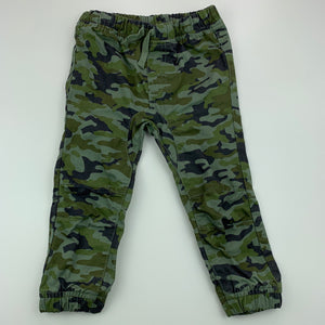 Boys Dymples, khaki camo print cotton pants, elasticated, EUC, size 1,  