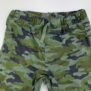 Boys Dymples, khaki camo print cotton pants, elasticated, EUC, size 1,  