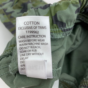 Boys Dymples, khaki camo print cotton pants, elasticated, EUC, size 1,  