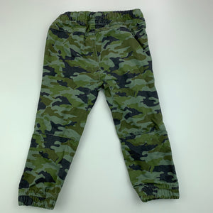 Boys Dymples, khaki camo print cotton pants, elasticated, EUC, size 1,  