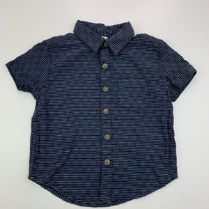 Boys H&T, navy cotton short-sleeved shirt, EUC, size 1,  