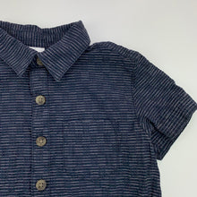 Load image into Gallery viewer, Boys H&amp;T, navy cotton short-sleeved shirt, EUC, size 1,  