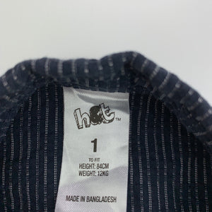 Boys H&T, navy cotton short-sleeved shirt, EUC, size 1,  