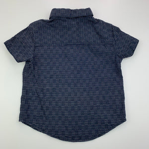 Boys H&T, navy cotton short-sleeved shirt, EUC, size 1,  