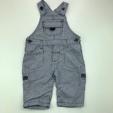 Girls Sprout, blue & white stripe cotton overalls, dungarees, EUC, size 000,  