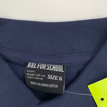 Load image into Gallery viewer, unisex B&amp;L, navy cotton school polo shirt, NEW, size 6,  