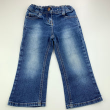 Load image into Gallery viewer, Girls Target, blue stretch denim jeans, adjustable, inside leg: 32 cm, GUC, size 2,  