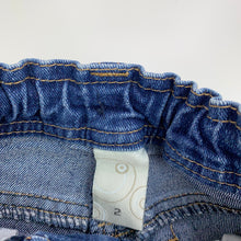 Load image into Gallery viewer, Girls Target, blue stretch denim jeans, adjustable, inside leg: 32 cm, GUC, size 2,  