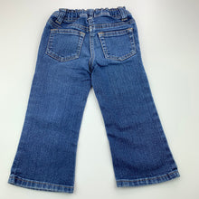 Load image into Gallery viewer, Girls Target, blue stretch denim jeans, adjustable, inside leg: 32 cm, GUC, size 2,  