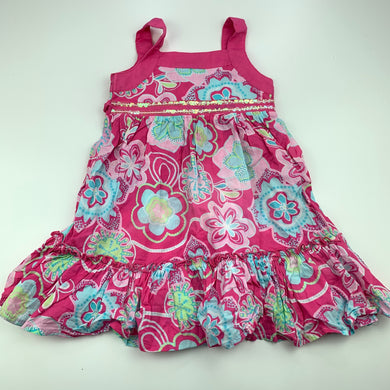 Girls Stix 'n Stones, lined floral cotton summer dress, GUC, size 0, L: 47 cm