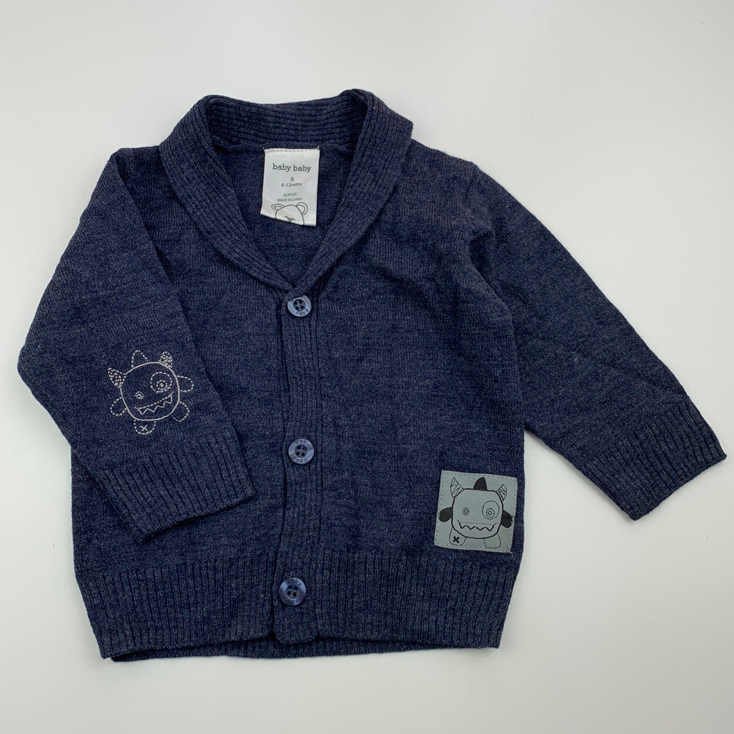 Boys Baby Baby, soft feel knitted cardigan, sweater, EUC, size 0,  
