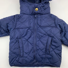 Load image into Gallery viewer, Boys Ouch, navy quilted hooded jacket, coat, GUC, size 00,  