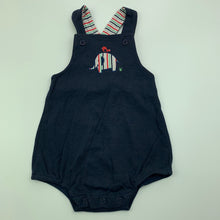 Load image into Gallery viewer, unisex Papoose, navy soft cotton romper, elephant, GUC, size 000,  