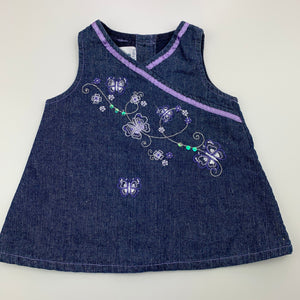 Girls Baby Baby, cotton lined embroidered casual dress, GUC, size 000, L: 32 cm
