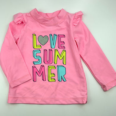 Girls Kids & Co, long sleeve rashie, swim top, small mark on back, FUC, size 1,  