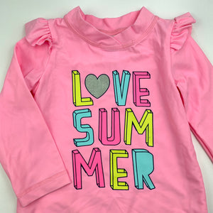 Girls Kids & Co, long sleeve rashie, swim top, small mark on back, FUC, size 1,  