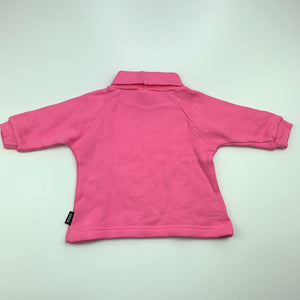 Girls Bonds, pink fleece lined cotton long sleeve top, EUC, size 000,  