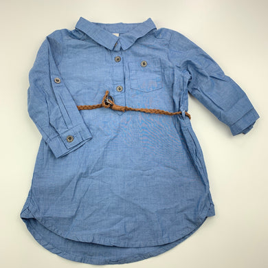 Girls H&M, lightweight cotton long sleeve shirt dress, EUC, size 0, L: 39 cm
