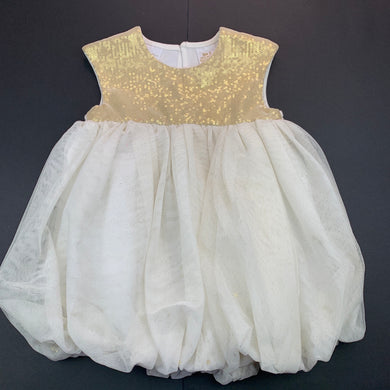 Girls Kardashian Kids, cream & gold tulle & sequin bubble dress, FUC, size 2, L: 44 cm