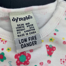 Load image into Gallery viewer, Girls Dymples, floral cotton bodysuit, romper, GUC, size 00,  