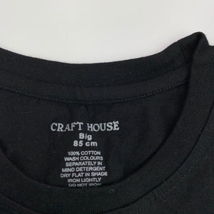 unisex Kraft house, black cotton t-shirt top, India, armpit to armpit: 41 cm, L: 51 cm, EUC, size 10,  