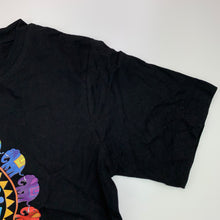 Load image into Gallery viewer, unisex Kraft house, black cotton t-shirt top, India, armpit to armpit: 41 cm, L: 51 cm, EUC, size 10,  