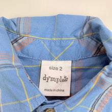 Load image into Gallery viewer, Boys Dymples, blue check cotton short-sleeved shirt, EUC, size 2,  