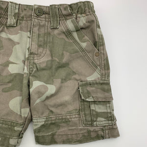 Boys Target, khaki camo print cotton cargo shorts, adjustable, GUC, size 1,  