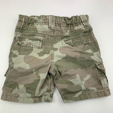 Load image into Gallery viewer, Boys Target, khaki camo print cotton cargo shorts, adjustable, GUC, size 1,  