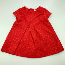 Load image into Gallery viewer, Girls Zara, cotton lined red floral party dress, small marks front right shoulder, FUC, size 0, L: 37cm