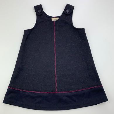 Girls NOW, vintage navy overalls dress / pinafore, GUC, size 1, L: 43cm