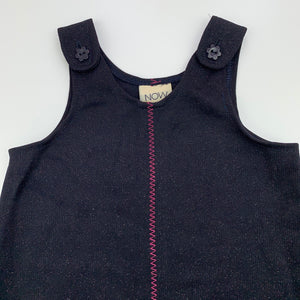 Girls NOW, vintage navy overalls dress / pinafore, GUC, size 1, L: 43cm