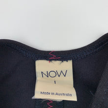 Load image into Gallery viewer, Girls NOW, vintage navy overalls dress / pinafore, GUC, size 1, L: 43cm