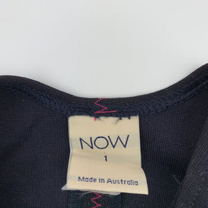 Girls NOW, vintage navy overalls dress / pinafore, GUC, size 1, L: 43cm
