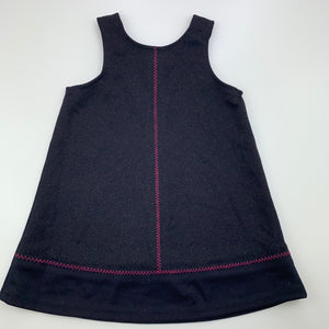 Girls NOW, vintage navy overalls dress / pinafore, GUC, size 1, L: 43cm