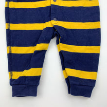 Load image into Gallery viewer, Boys striped, fleece lined hooded romper, labels removed, FUC, size 0,  