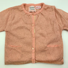 Load image into Gallery viewer, Girls Zara, pink &amp; gold metallic lightweight knit cardigan, GUC, size 0,  