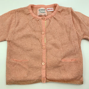 Girls Zara, pink & gold metallic lightweight knit cardigan, GUC, size 0,  