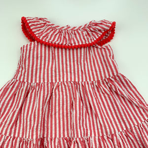 Girls Seed, striped lightweight cotton summer dress, GUC, size 000, L: 34cm