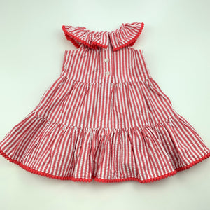 Girls Seed, striped lightweight cotton summer dress, GUC, size 000, L: 34cm