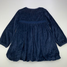 Load image into Gallery viewer, Girls Dave &amp; Bella, blue velour long sleeve dress, FUC, size 4, L: 46 cm