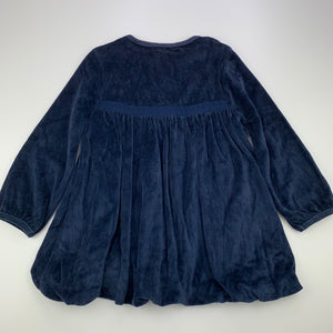Girls Dave & Bella, blue velour long sleeve dress, FUC, size 4, L: 46 cm