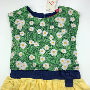 Girls Sprout, spliced casual dress, daisies, NEW, size 1, L: 47 cm