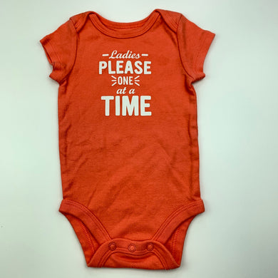 Girls Okie Dokie, coral cotton bodysuit, romper, EUC, size 3 months,  