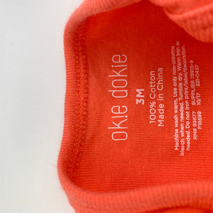 Girls Okie Dokie, coral cotton bodysuit, romper, EUC, size 3 months,  