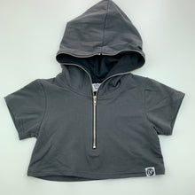 Load image into Gallery viewer, Girls Little Villians, grey cropped hooded top, GUC, size 4,  