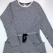 Load image into Gallery viewer, Girls Target, navy and cream cotton casual dress, GUC, size 8, L: 66 cm