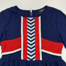 Load image into Gallery viewer, Girls Bardot Junior, lined navy party dress, EUC, size 7, L: 61 cm
